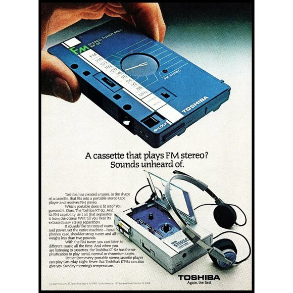1981 Toshiba Cassette Tuner KT-S2 Portable Stereo Vintage Print Ad Wall Art - Picture 1 of 1
